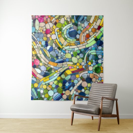 Farbenfrohe Kies Mosaik Kunst Wandteppich (Beispiel)