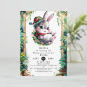 Farbenfrohe Kinder Bunny Birthday Einladung (Stehend Vorderseite)