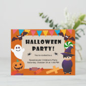Farbenfrohe Kinder Kostüm Halloween-Party Einladun Einladung (Stehend Vorderseite)