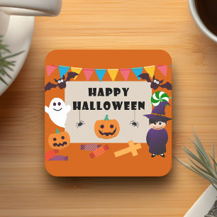 Farbenfrohe Kinder Kostüm Halloween-Party Rechteckiger Pappuntersetzer