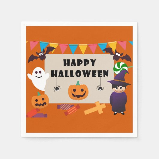 Farbenfrohe Kinder Kostüm Halloween-Party Serviette (Vorderseite)
