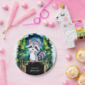 Farbenfrohe Kinder Raccoon Geburtstag Pappteller (Party)