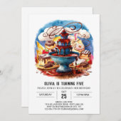 Farbenfrohe Kinder Schokolade Geburtstag Einladung (Vorne/Hinten)