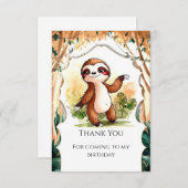 Farbenfrohe Kinder Sloth Birthday Dankeskarte (Vorne/Hinten)