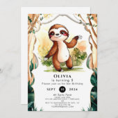 Farbenfrohe Kinder Sloth Birthday Einladung (Vorne/Hinten)