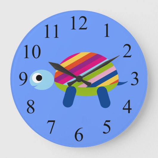 Farbenfrohe Kinder Turtle Clock Große Wanduhr (Vorderseite)