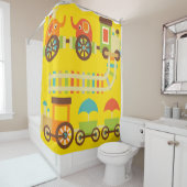 Farbenfrohe Kinder Zirkuszüge mit Elefanten Duschvorhang (Beispiel)