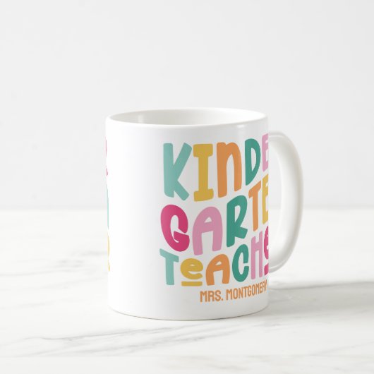 Farbenfrohe Kindergartenlehrerin Kaffeetasse (VorderseiteRechts)