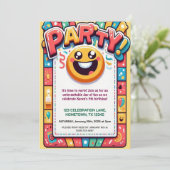 Farbenfrohe Kindergeburtstag Party Einladung (Stehend Vorderseite)