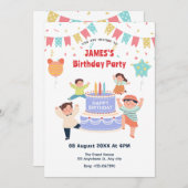 Farbenfrohe Kindergeburtstag Party Einladung (Vorne/Hinten)