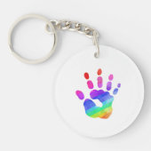 Farbenfrohe Kinderhanddruckkids mit Regenbogen Schlüsselanhänger (Vorderseite)
