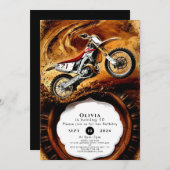 Farbenfrohe Kindermotorrad zum Geburtstag Einladung (Vorne/Hinten)