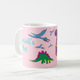 Farbenfrohe Kindername Dinosaurier Pastel Pink Tas Kaffeetasse