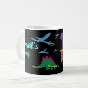 Farbenfrohe Kindername Dinosaurier Schwarze Tasse