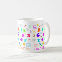 Farbenfrohe Kinderschulmaterial, Briefe und Zahlen