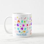 Farbenfrohe Kinderschulmaterial, Briefe und Zahlen Kaffeetasse (Links)
