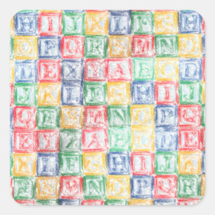 Farbenfrohe Kindersteine Quadratischer Aufkleber