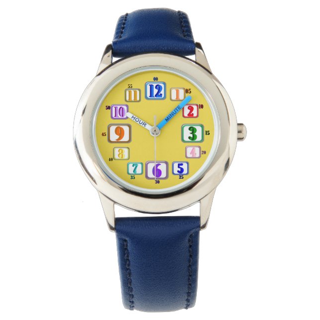 Farbenfrohe Kinderuhr Armbanduhr (Vorderseite)