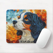 Farbenfrohe King Charles Paper Quilling Portrait Mousepad (Mit Mouse)