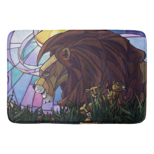 Farbenfrohe King Lion und Cubs Badematte