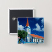 Farbenfrohe Kirche auf der Insel Tahaa Button (Vorne & Hinten)