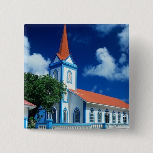 Farbenfrohe Kirche auf der Insel Tahaa Button (Vorderseite)