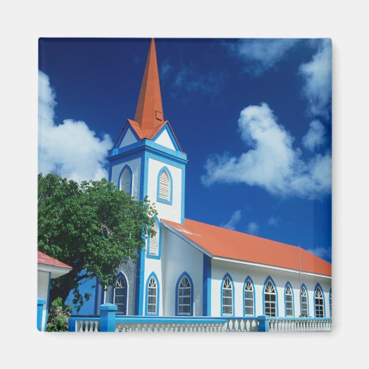 Farbenfrohe Kirche auf der Insel Tahaa Magnet (Vorne)
