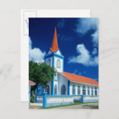 Farbenfrohe Kirche auf der Insel Tahaa Postkarte (Vorne/Hinten)