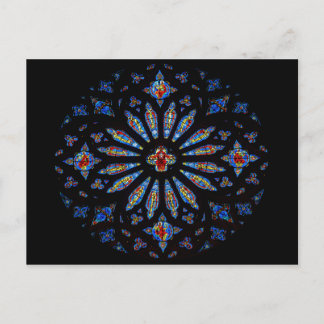 Farbenfrohe Kirche gesteinigt Glas Postkarte