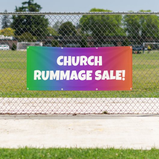Farbenfrohe Kirche Rummage Sale Banner (Insitu)