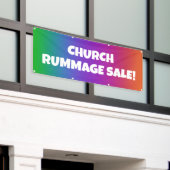 Farbenfrohe Kirche Rummage Sale Banner (Äußeres Gebäude)