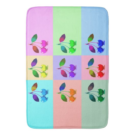 Farbenfrohe Kirchen - Pop Art Badematte (Vorderseite Vertikal)