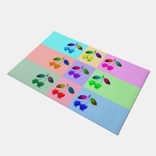 Farbenfrohe Kirchen - Pop Art Fußmatte (Schrägansicht)