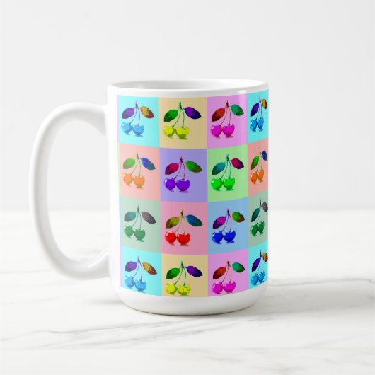Farbenfrohe Kirchen - Pop Art Kaffeetasse (Links)