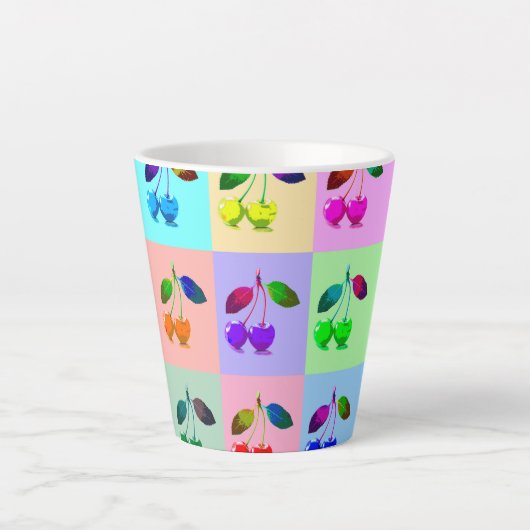 Farbenfrohe Kirchen - Pop Art Milchtasse (Vorderseite)