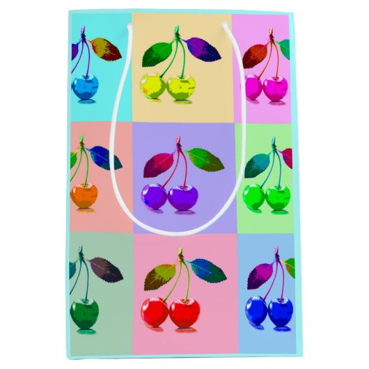 Farbenfrohe Kirchen - Pop Art Mittlere Geschenktüte (Vorderseite)