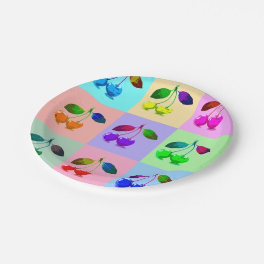 Farbenfrohe Kirchen - Pop Art Pappteller (Schrägansicht)