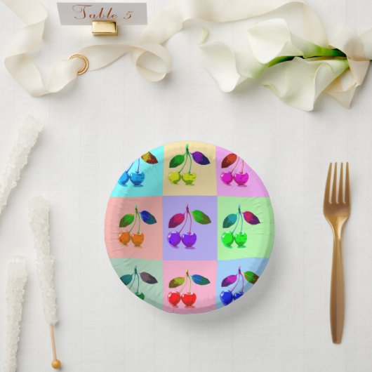 Farbenfrohe Kirchen - Pop Art Pappteller (Hochzeit)