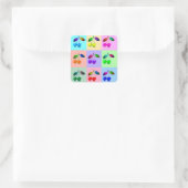 Farbenfrohe Kirchen - Pop Art Quadratischer Aufkleber (Tasche)