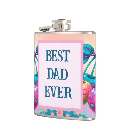 Farbenfrohe Kirsche mit bester Vater je Flachmann (Links)