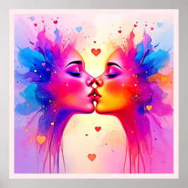 Farbenfrohe Kiss Abstrakt Art Poster