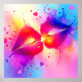 Farbenfrohe Kiss Splash Design Poster