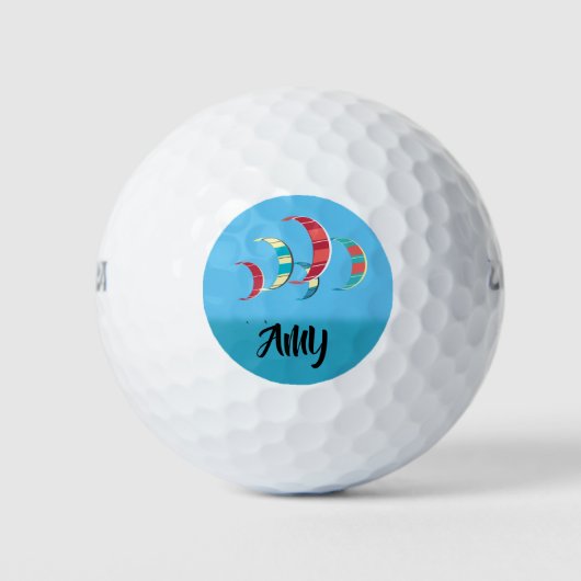 Farbenfrohe Kitesurfkite mit Blue Skies Golf B Golfball (Vorderseite)