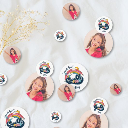 Farbenfrohe Klasse 2025 Abschluss Foto Confetti Konfetti