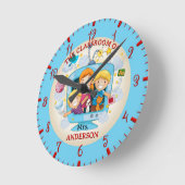 Farbenfrohe Klassenlehrerin Runde Wanduhr (Winkel)