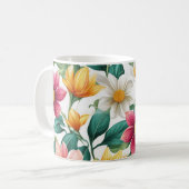 Farbenfrohe, klassische Fun-Blume-Muster Kaffeetasse (Vorderseite Links)