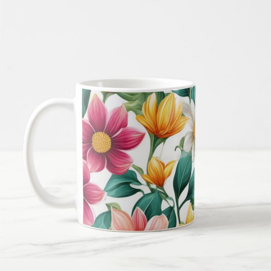 Farbenfrohe, klassische Fun-Blume-Muster Kaffeetasse (Links)