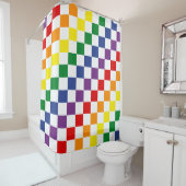 Farbenfrohe klassische LGBTQ-Rainbow-Checkerboard Duschvorhang (Beispiel)