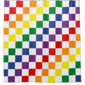 Farbenfrohe klassische LGBTQ-Rainbow-Checkerboard Duschvorhang (Vorderseite)