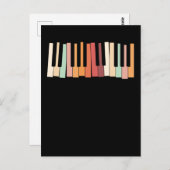 Farbenfrohe Klaviertasten Retro Pianist Postkarte (Vorne/Hinten)